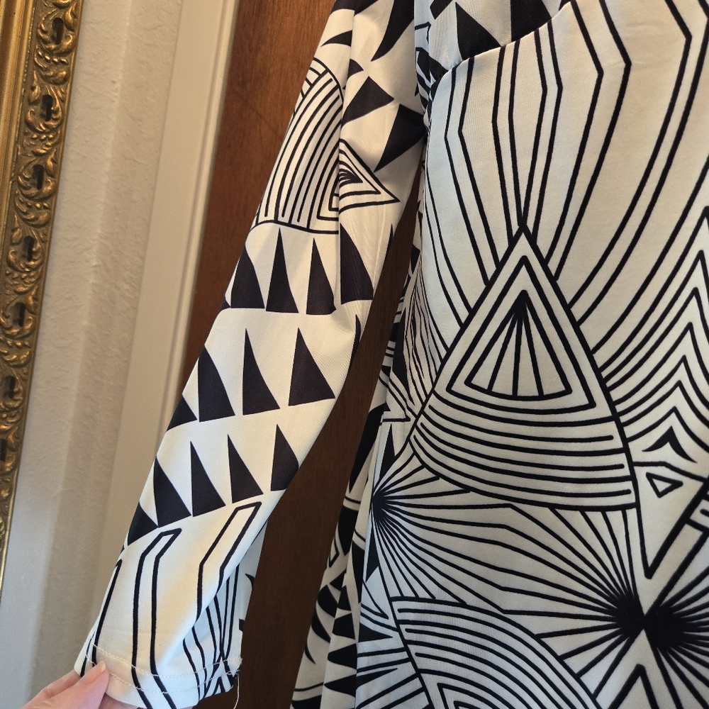 Gorgeous black & white geometric kimono style dress szXL no brand - Picture 4 of 8